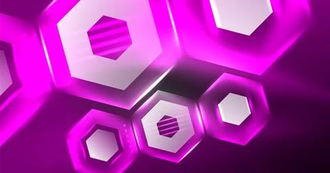 Neon hexagon background. Hi-tech design for wallpaper, banner, background Illustrazione stock