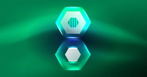 Neon hexagon background. Hi-tech design for wallpaper, banner, background イラスト素材