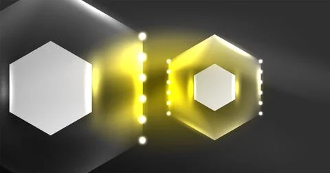 Neon hexagon background. Hi-tech design for wallpaper, banner, background イラスト素材