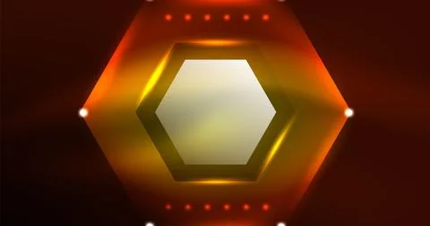 Neon hexagon background. Hi-tech design for wallpaper, banner, background Ilustración de archivo