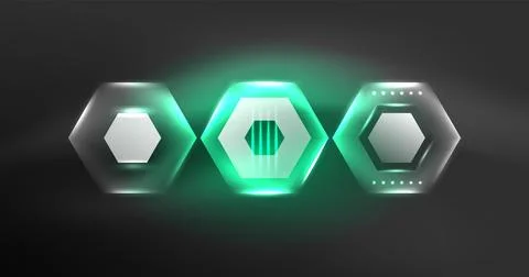 Neon hexagon background. Hi-tech design for wallpaper, banner, background Ilustración de archivo
