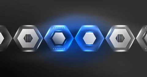 Neon hexagon background. Hi-tech design for wallpaper, banner, background Ilustración de archivo