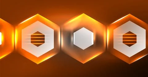 Neon hexagon background. Hi-tech design for wallpaper, banner, background Stock Illustration