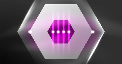 Neon hexagon background. Hi-tech design for wallpaper, banner, background Ilustración de archivo