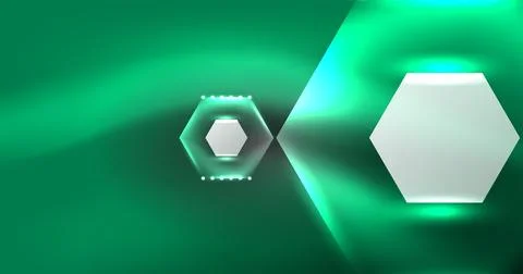 Neon hexagon background. Hi-tech design for wallpaper, banner, background Ilustración de archivo