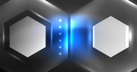 Neon hexagon background. Hi-tech design for wallpaper, banner, background Illustrazione stock