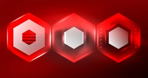 Neon hexagon background. Hi-tech design for wallpaper, banner, background イラスト素材