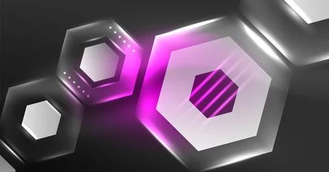Neon hexagon background. Hi-tech design for wallpaper, banner, background Ilustración de archivo