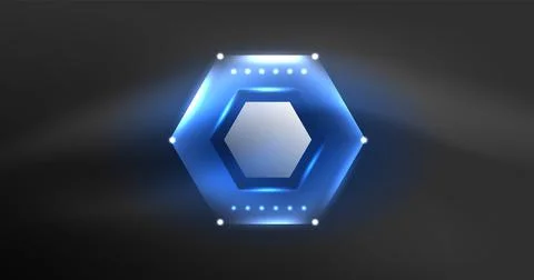 Neon hexagon background. Hi-tech design for wallpaper, banner, background Ilustración de archivo