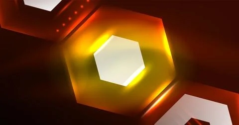Neon hexagon background. Hi-tech design for wallpaper, banner, background Stock Illustration