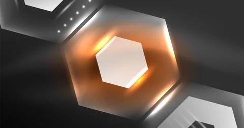 Neon hexagon background. Hi-tech design for wallpaper, banner, background Stock Illustration