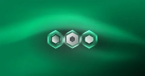Neon hexagon background. Hi-tech design for wallpaper, banner, background Ilustración de archivo