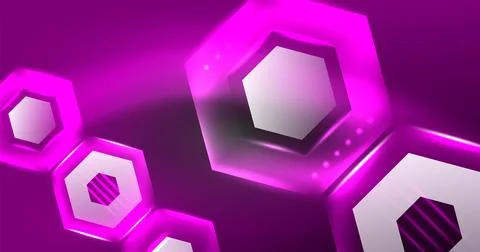 Neon hexagon background. Hi-tech design for wallpaper, banner, background イラスト素材