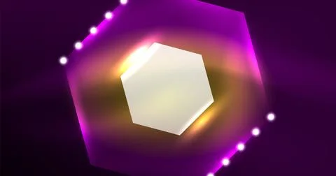 Neon hexagon background. Hi-tech design for wallpaper, banner, background イラスト素材