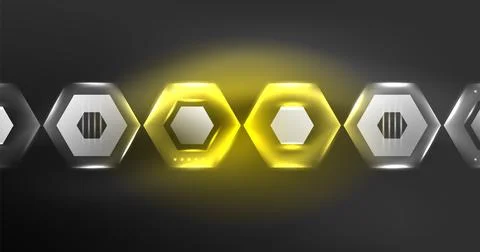 Neon hexagon background. Hi-tech design for wallpaper, banner, background Stock Illustration