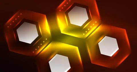 Neon hexagon background. Hi-tech design for wallpaper, banner, background Ilustración de archivo