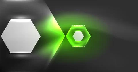 Neon hexagon background. Hi-tech design for wallpaper, banner, background イラスト素材