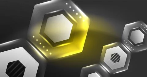 Neon hexagon background. Hi-tech design for wallpaper, banner, background Stock Illustration