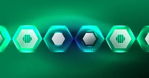 Neon hexagon background. Hi-tech design for wallpaper, banner, background イラスト素材
