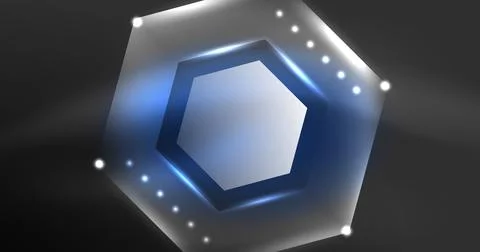 Neon hexagon background. Hi-tech design for wallpaper, banner, background Ilustración de archivo