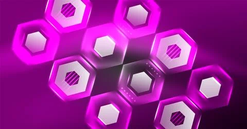 Neon hexagon background. Hi-tech design for wallpaper, banner, background Stock Illustration