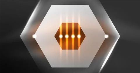 Neon hexagon background. Hi-tech design for wallpaper, banner, background イラスト素材