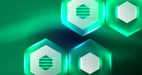 Neon hexagon background. Hi-tech design for wallpaper, banner, background 스톡 일러스트