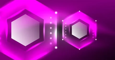 Neon hexagon background. Hi-tech design for wallpaper, banner, background イラスト素材