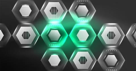Neon hexagon background. Hi-tech design for wallpaper, banner, background Stock Illustration