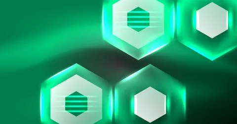 Neon hexagon background. Hi-tech design for wallpaper, banner, background 스톡 일러스트