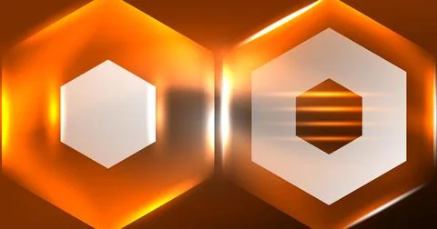 Neon hexagon background. Hi-tech design for wallpaper, banner, background Ilustración de archivo