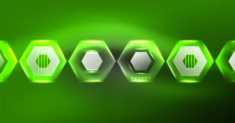 Neon hexagon background. Hi-tech design for wallpaper, banner, background Ilustración de archivo