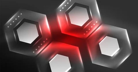 Neon hexagon background. Hi-tech design for wallpaper, banner, background Ilustración de archivo