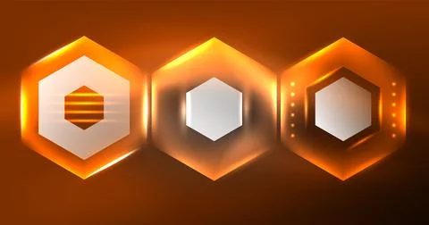Neon hexagon background. Hi-tech design for wallpaper, banner, background Ilustración de archivo