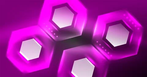 Neon hexagon background. Hi-tech design for wallpaper, banner, background イラスト素材