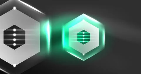 Neon hexagon background. Hi-tech design for wallpaper, banner, background イラスト素材