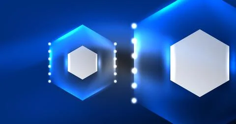 Neon hexagon background. Hi-tech design for wallpaper, banner, background Ilustración de archivo