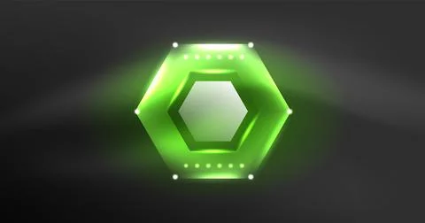 Neon hexagon background. Hi-tech design for wallpaper, banner, background Ilustración de archivo