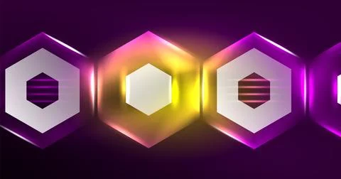 Neon hexagon background. Hi-tech design for wallpaper, banner, background Stock Illustration