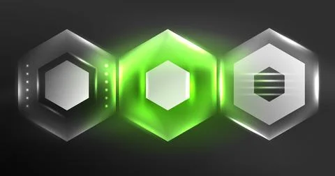 Neon hexagon background. Hi-tech design for wallpaper, banner, background Illustrazione stock
