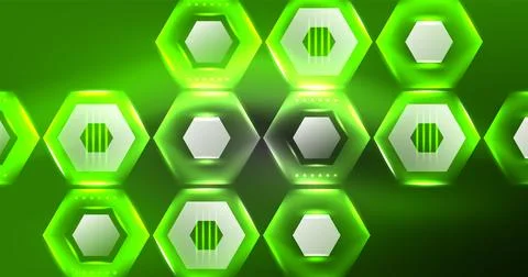 Neon hexagon background. Hi-tech design for wallpaper, banner, background Stock Illustration