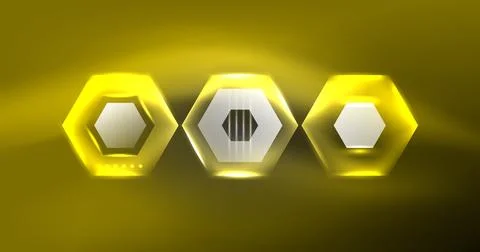 Neon hexagon background. Hi-tech design for wallpaper, banner, background Ilustración de archivo