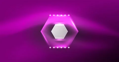 Neon hexagon background. Hi-tech design for wallpaper, banner, background Ilustración de archivo