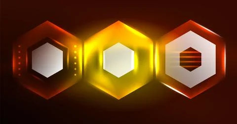 Neon hexagon background. Hi-tech design for wallpaper, banner, background Illustrazione stock
