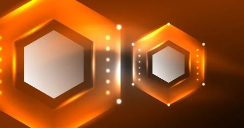 Neon hexagon background. Hi-tech design for wallpaper, banner, background イラスト素材