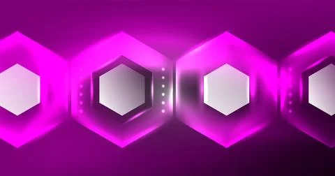 Neon hexagon background. Hi-tech design for wallpaper, banner, background Ilustración de archivo