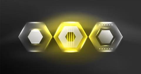 Neon hexagon background. Hi-tech design for wallpaper, banner, background Stock Illustration