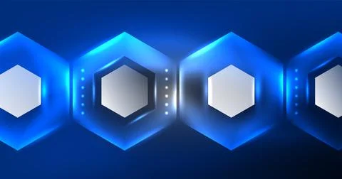 Neon hexagon background. Hi-tech design for wallpaper, banner, background Stock Illustration