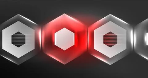 Neon hexagon background. Hi-tech design for wallpaper, banner, background Ilustración de archivo
