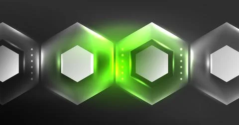 Neon hexagon background. Hi-tech design for wallpaper, banner, background Ilustración de archivo